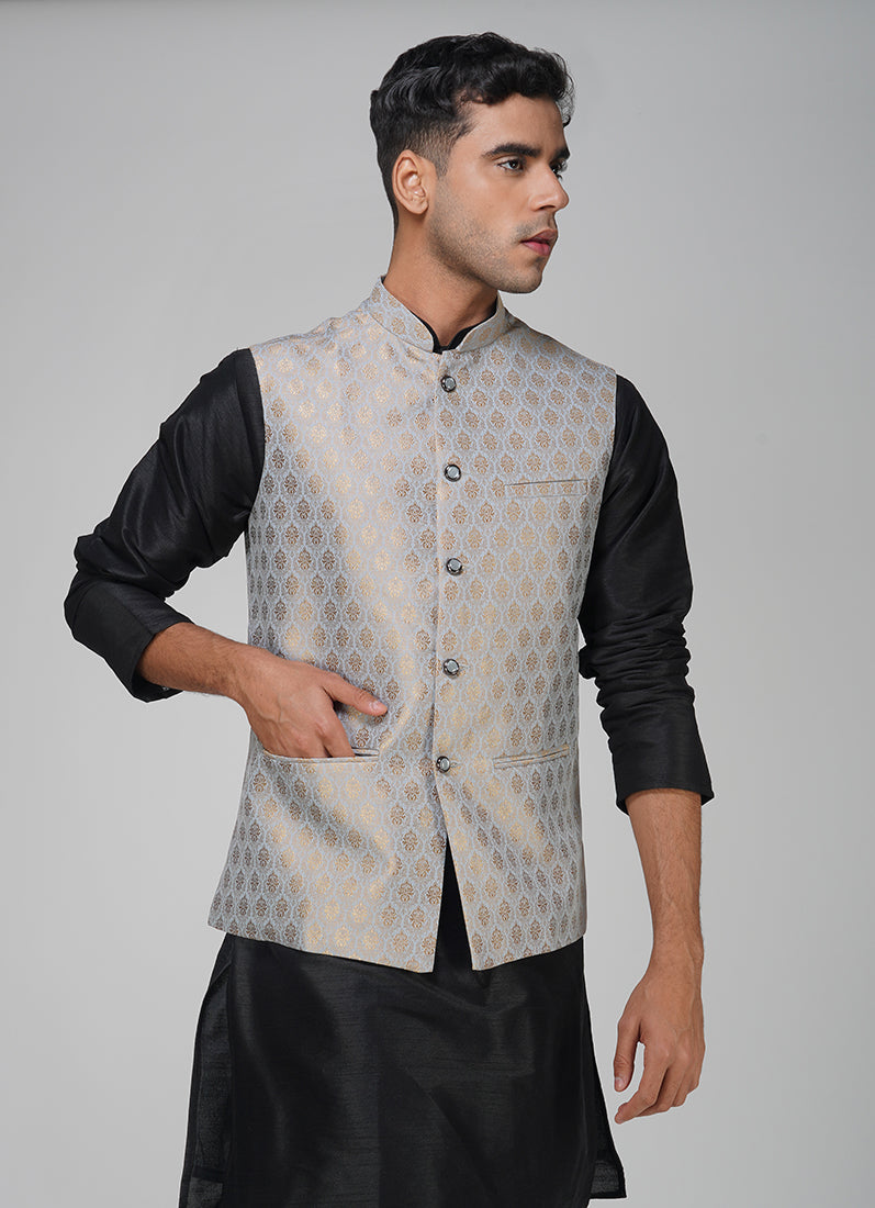 Men's Grey Brocade Jacket