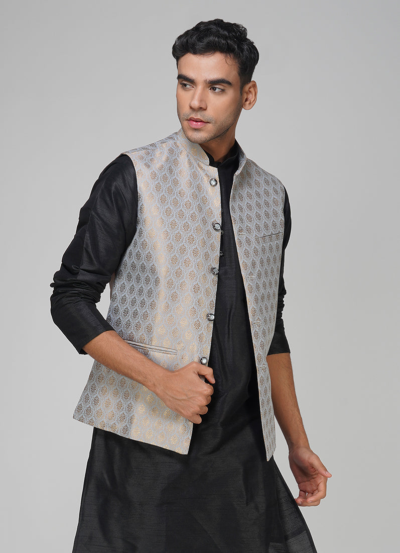 Men's Grey Brocade Jacket