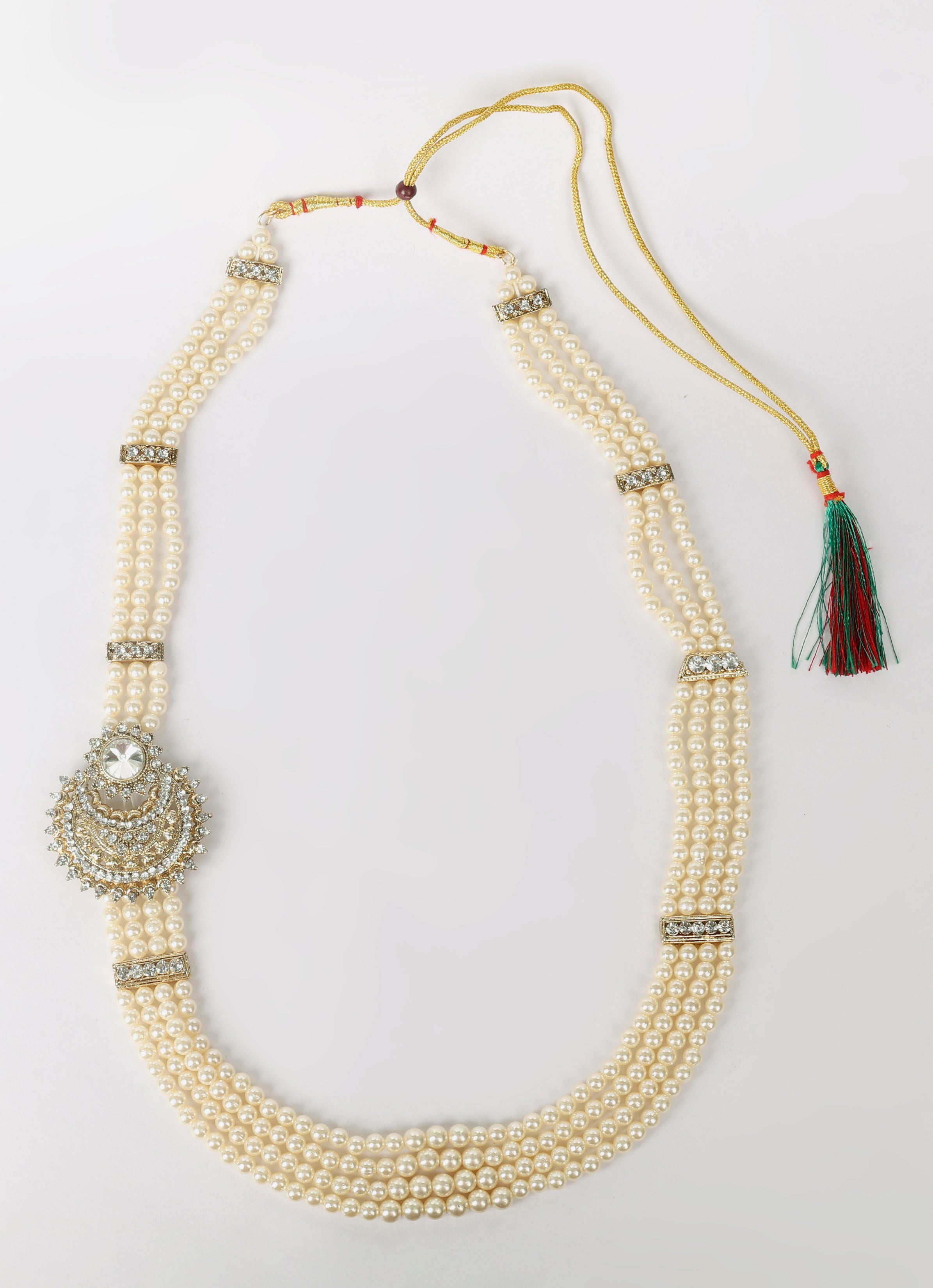Men's White Diamonte Necklace Set