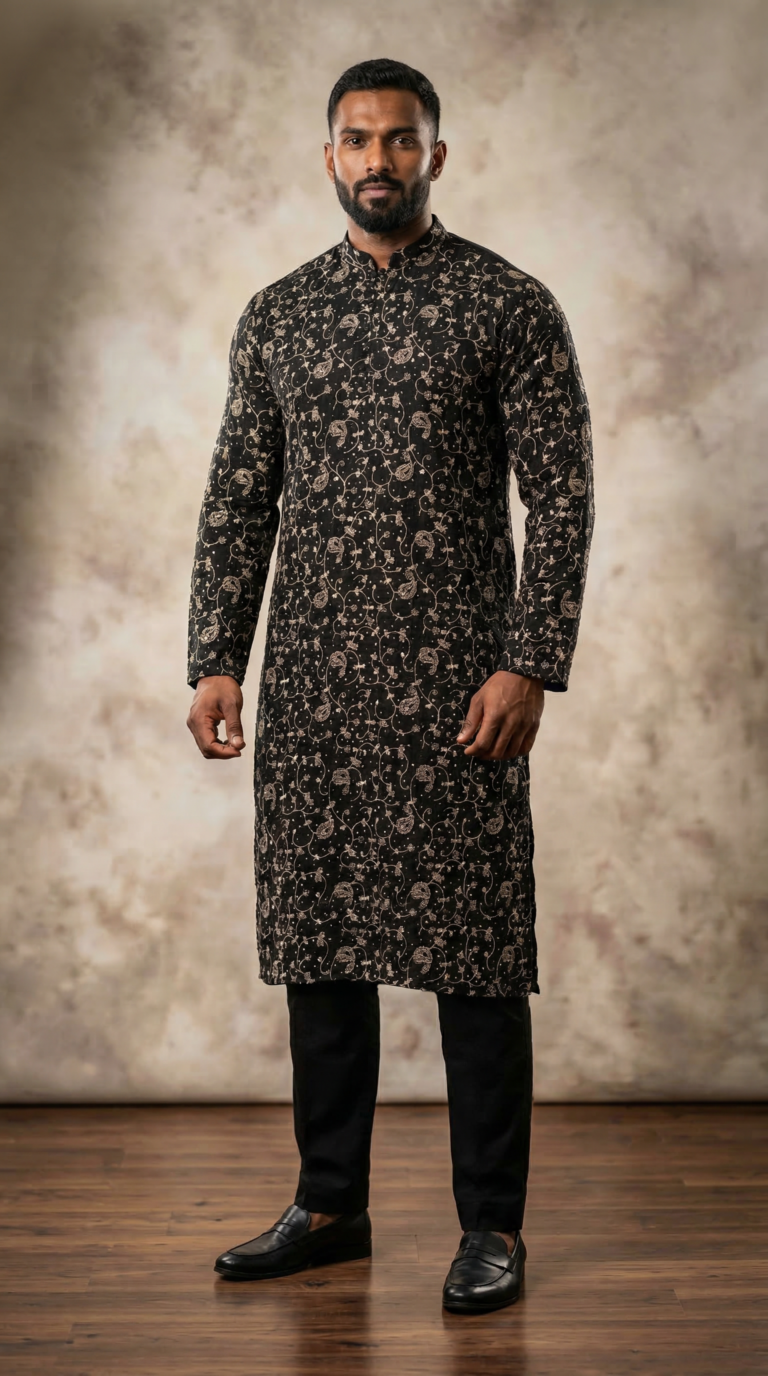 Men’s Hand Embroidered Georgette Top and Trousers