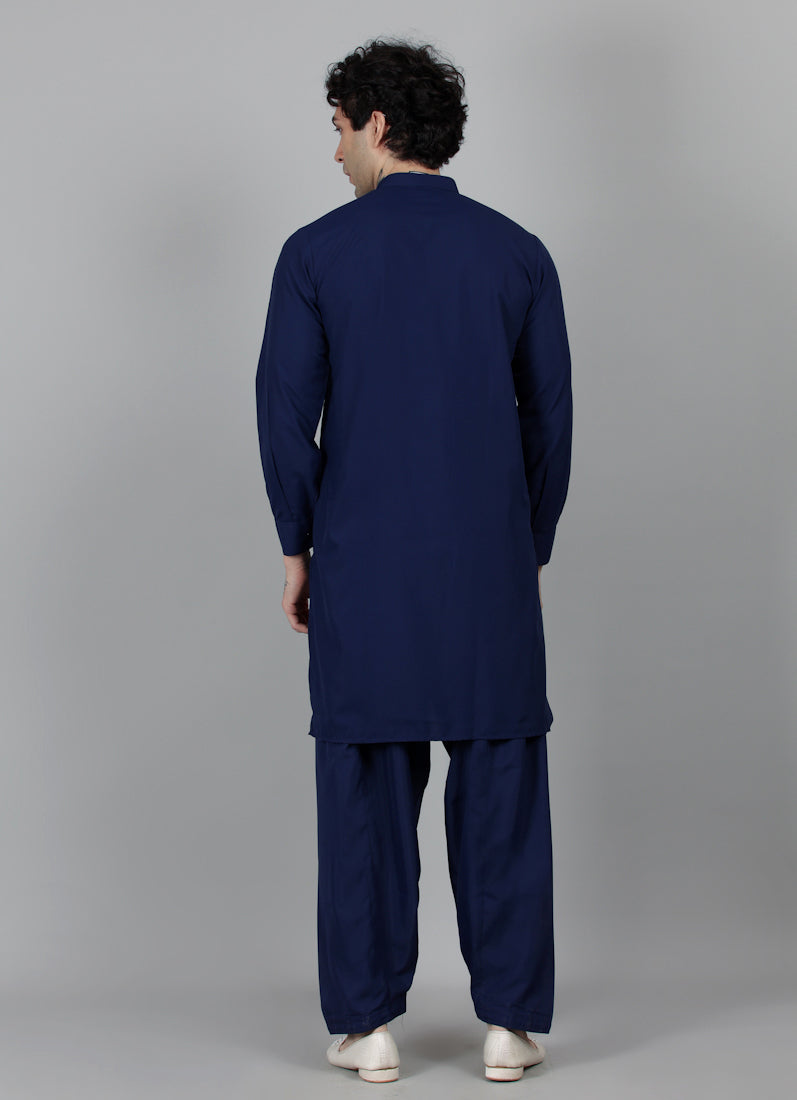Men's Navy Blue Salwar Set