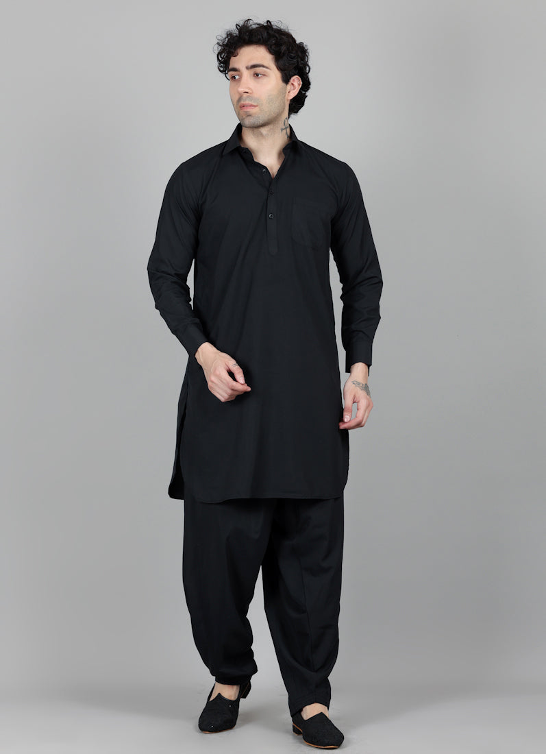 Men's Black Pathani Set