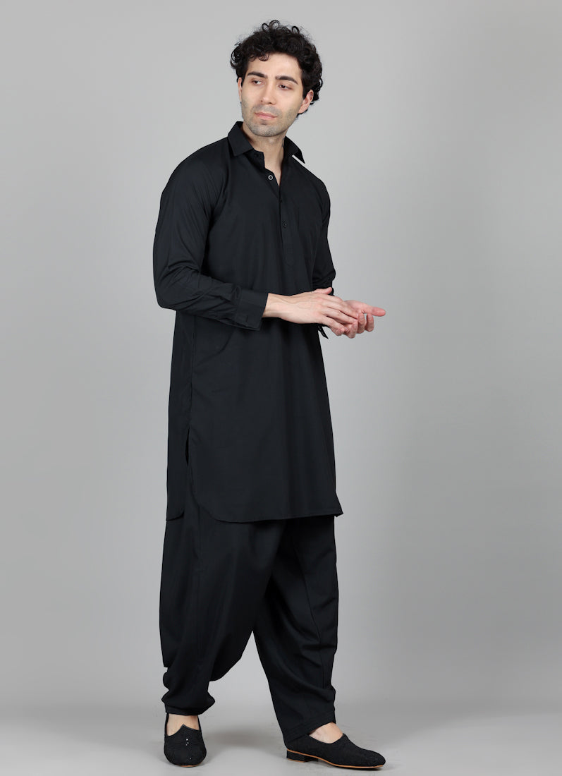 Men's Black Pathani Set