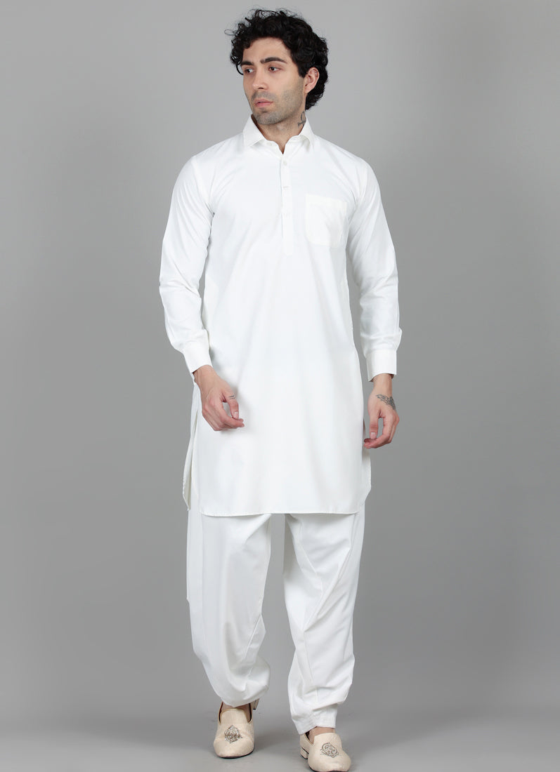 Men's Cream Pathani Set