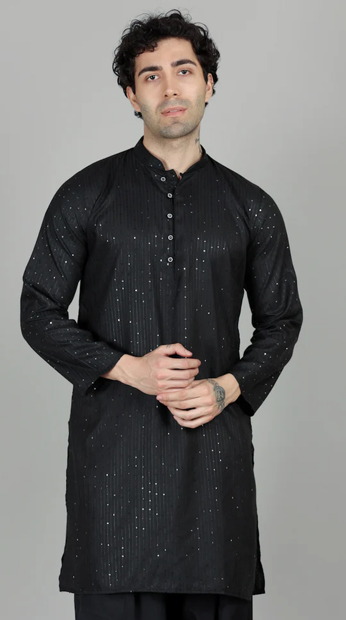 Men’s Black Sequin Embroidered Shalwar Kameez