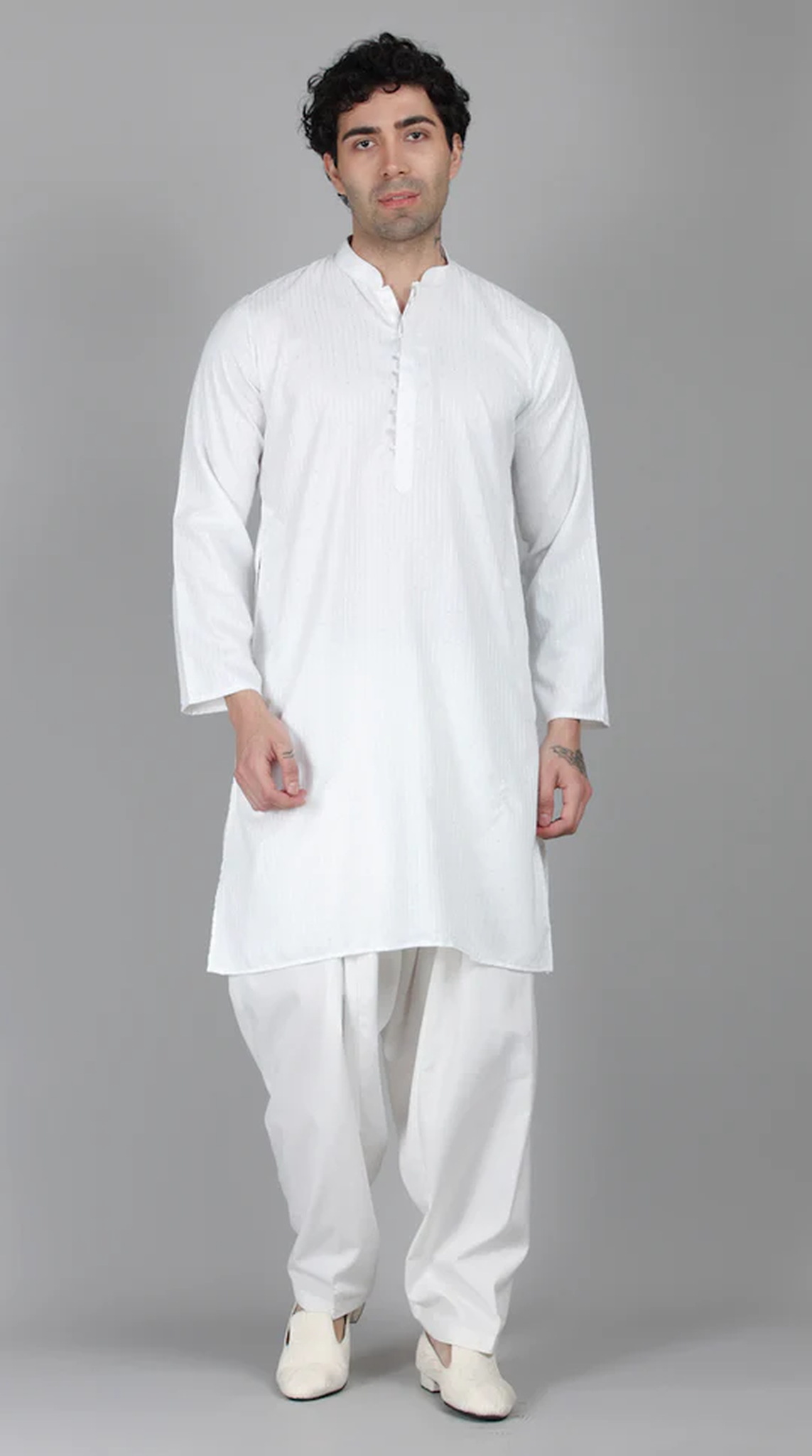 Men's Silver Sequin Embroidered Salwar Set