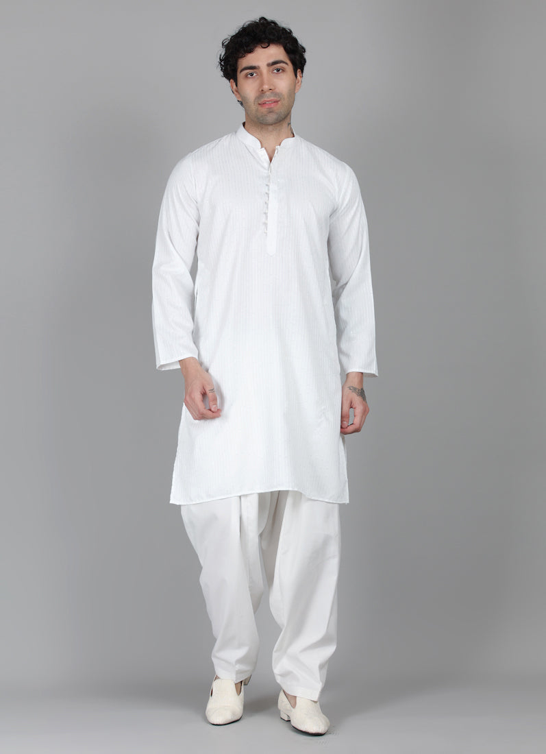 Men's Silver Sequin Embroidered Salwar Set