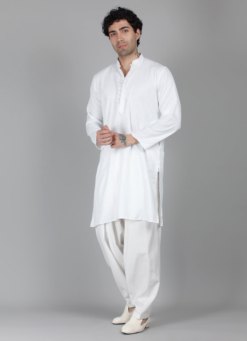Men's Silver Sequin Embroidered Salwar Set