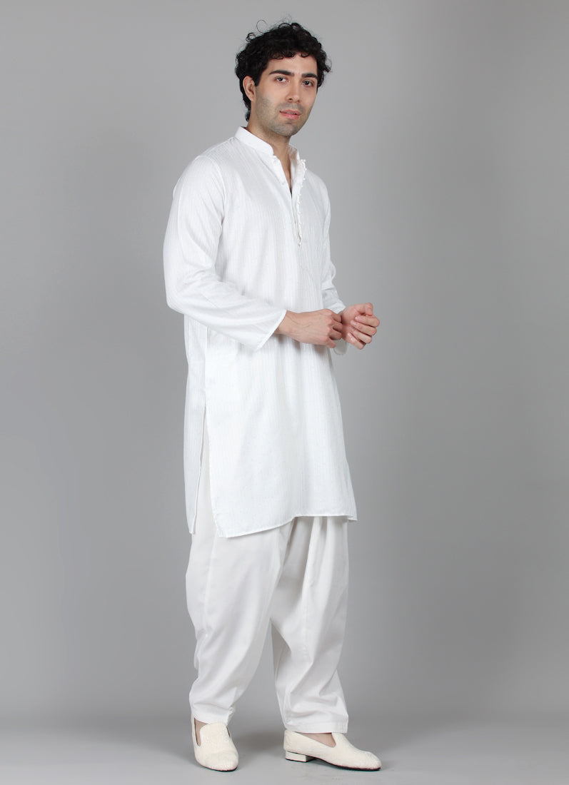 Men's Silver Sequin Embroidered Salwar Set