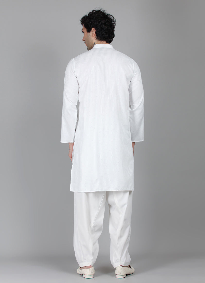 Men's Silver Sequin Embroidered Salwar Set