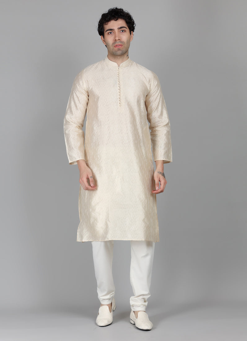 Men's Gold Resham Brocade Kurta Payjama Set