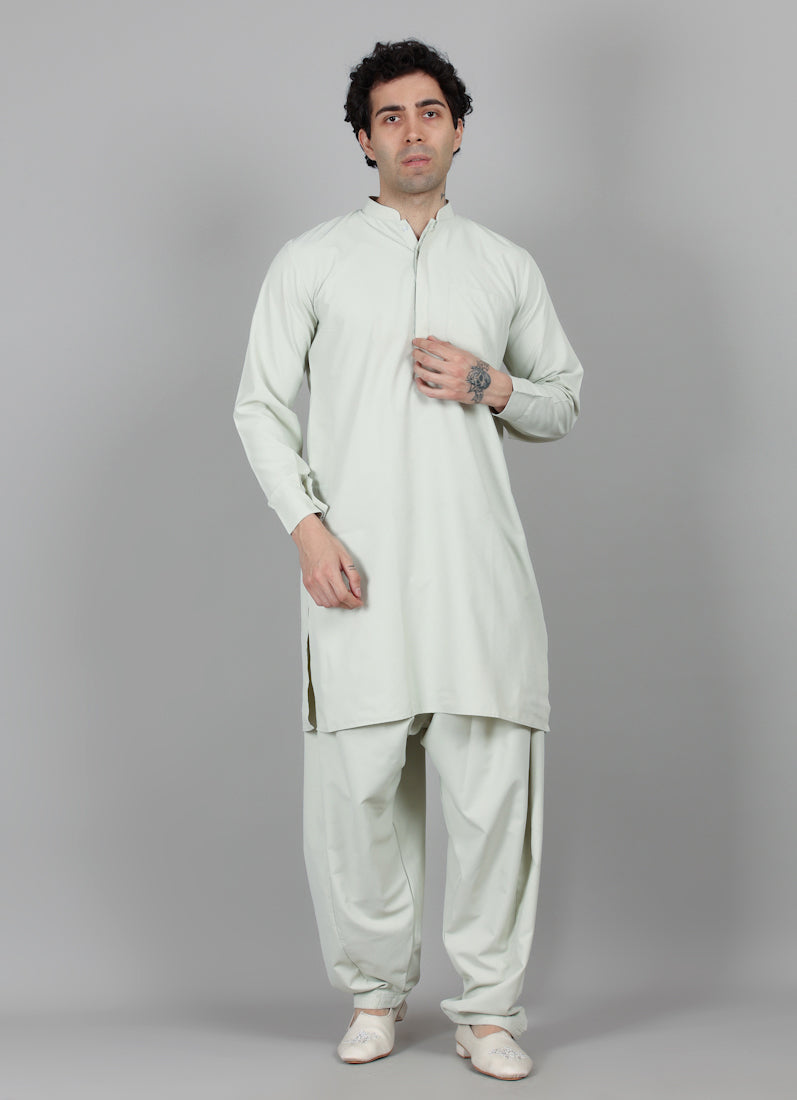 Men's Pista Green Salwar Set