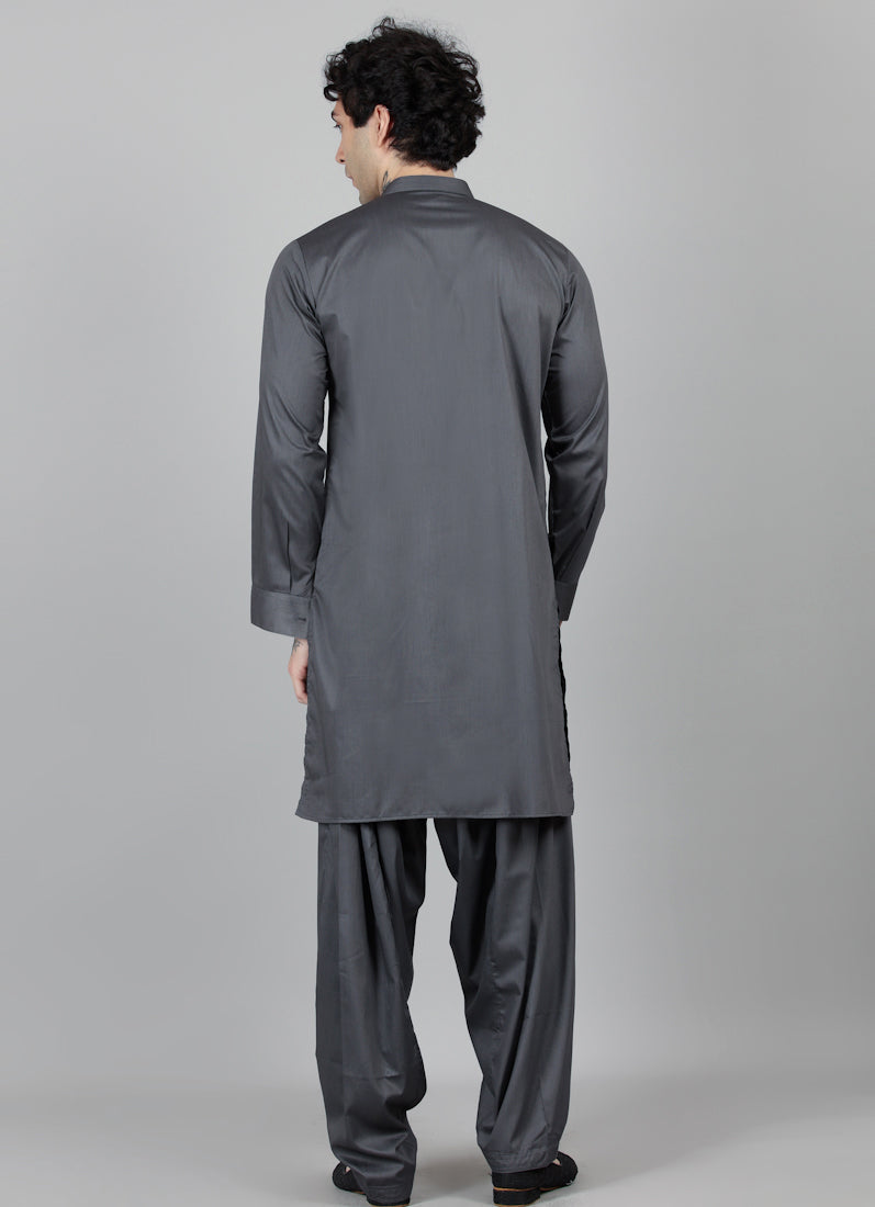 Men's Dark Grey Salwar Set