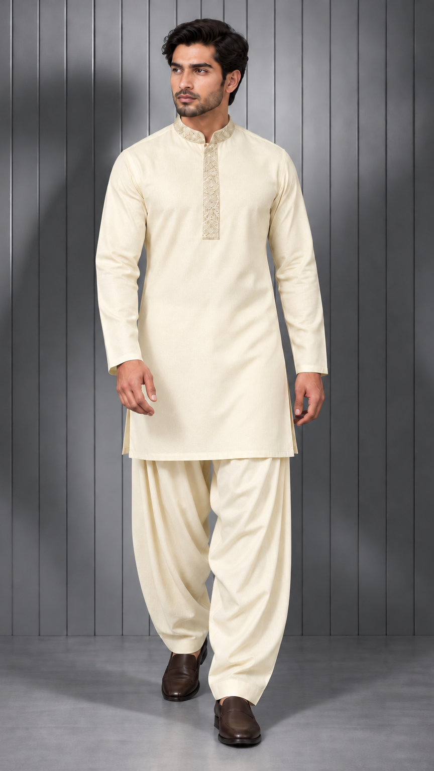 Light Lemon Menswear Kurta Shalwar 