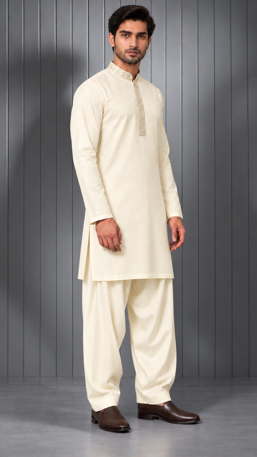 Light Lemon Menswear Kurta Shalwar 