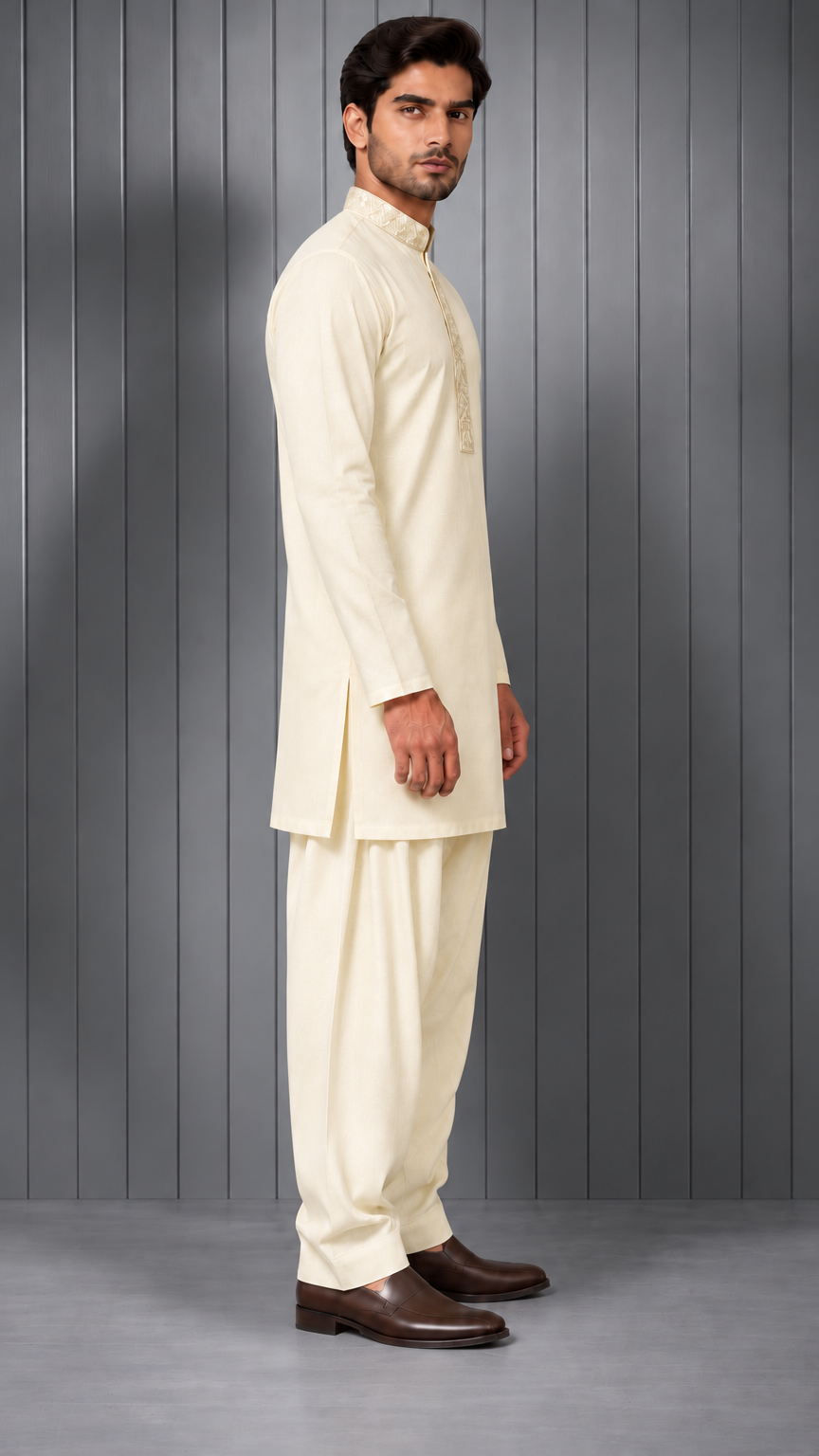 Menswear Light Lemon Shalwar Set 