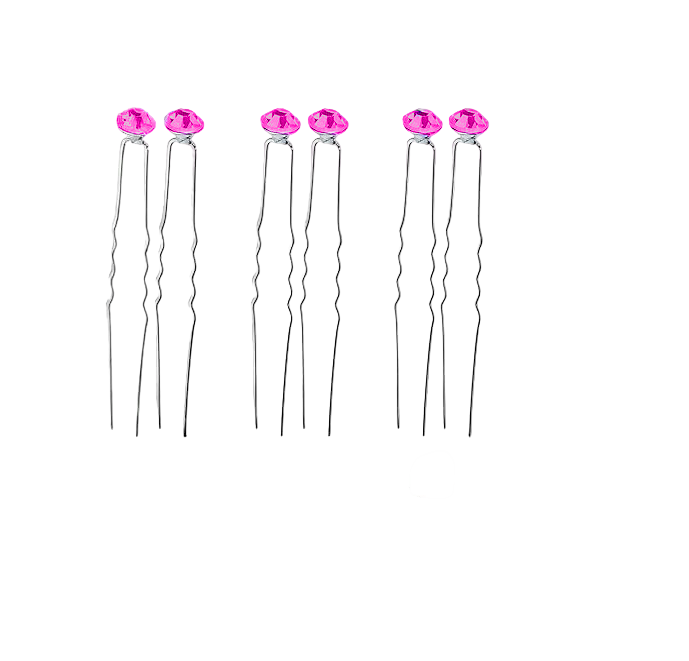 Magenta Diamonte Bun Pins
