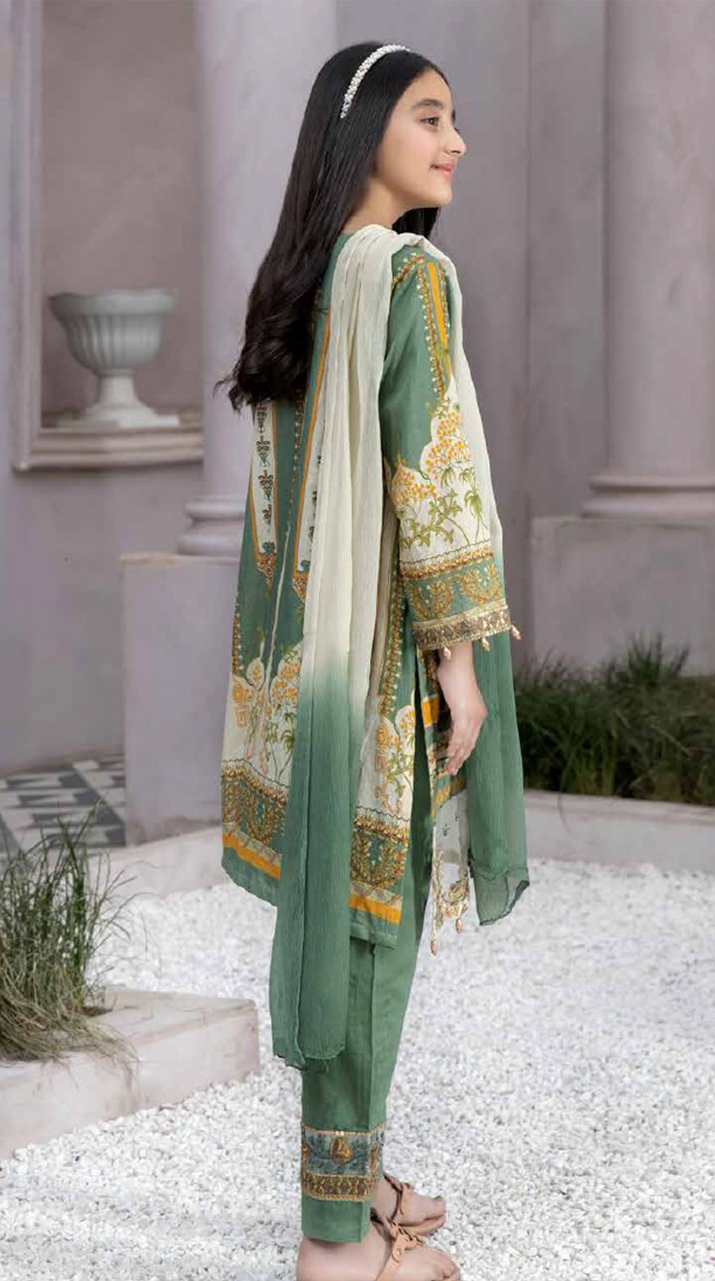 Girls Embroidered Straight Cut Suit Set