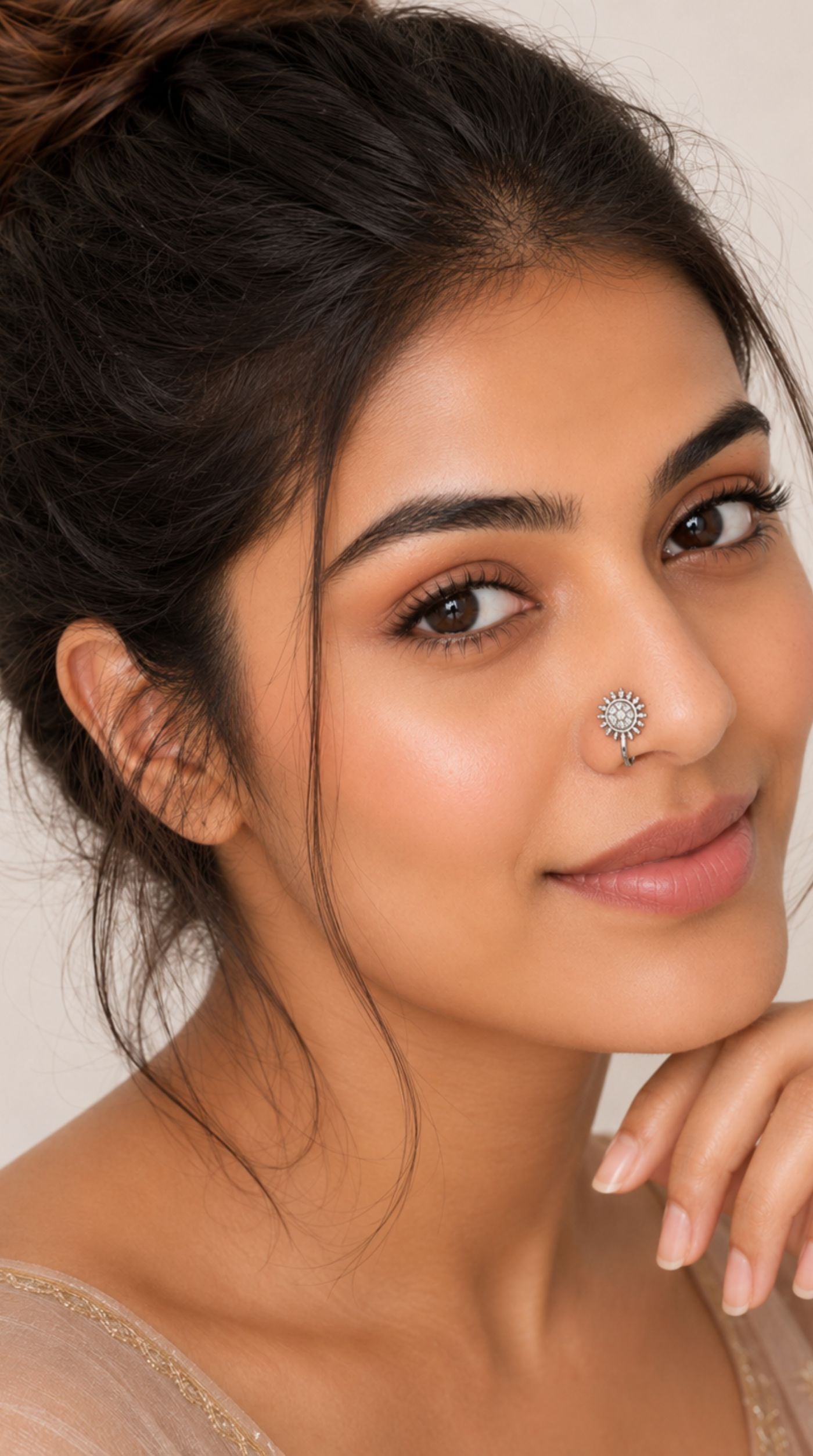 Oxidised Silver Round Nose Ring