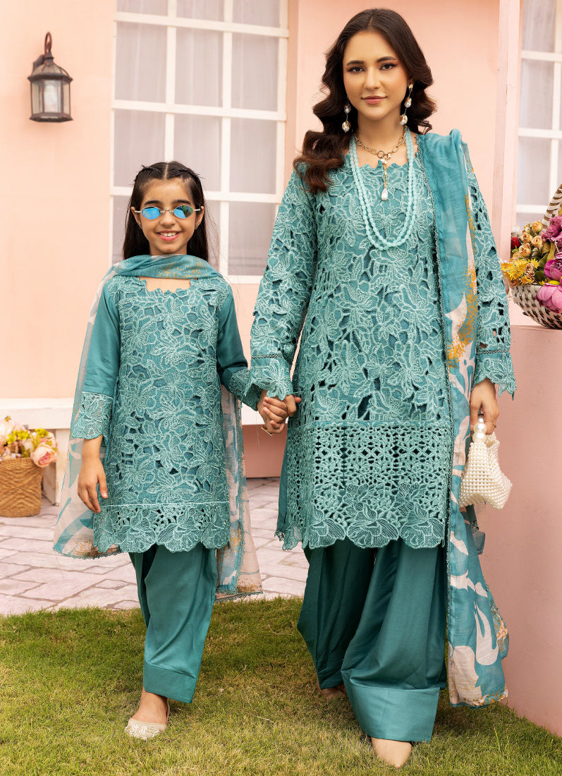 Kid's Jade Cutwork Suit Set