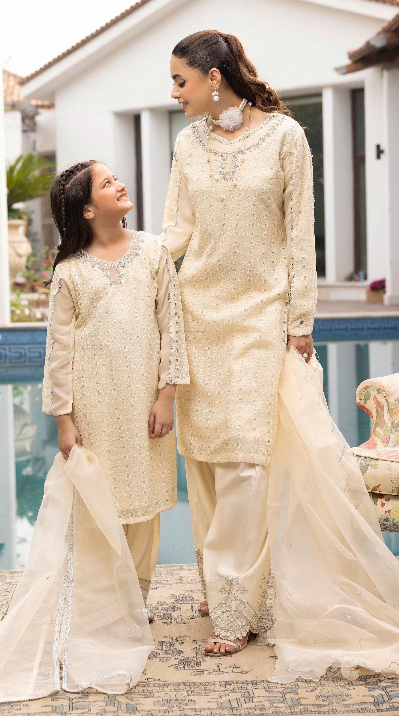 Ivory Noor Mini Chikankari Farshi Set