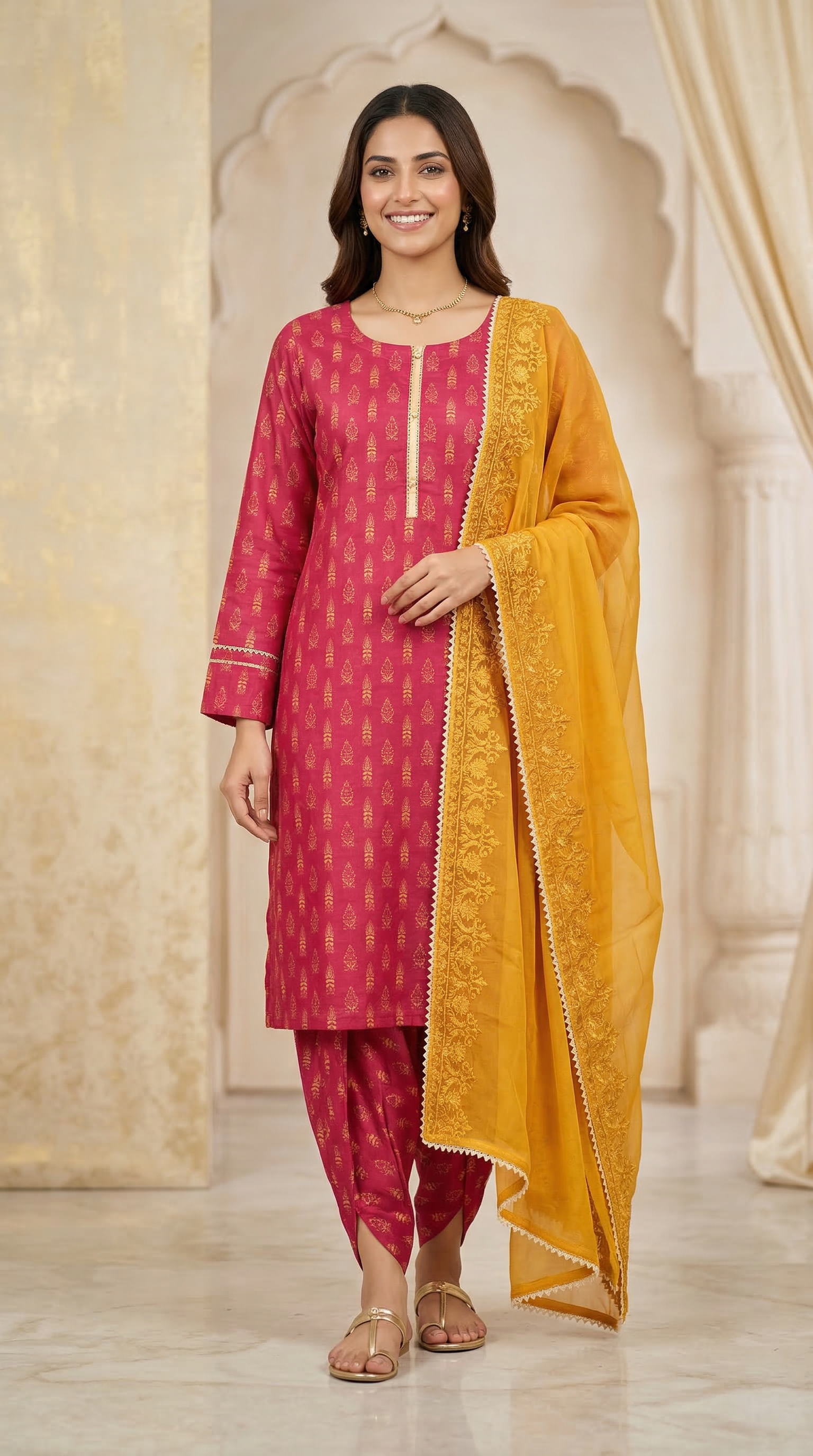 Maroon Lawn Print Ladies Suit