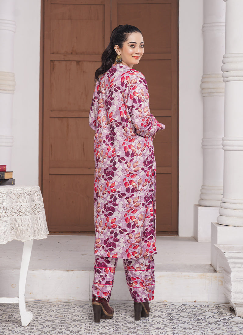 Plum Digital Printed Linen Co-ord Set