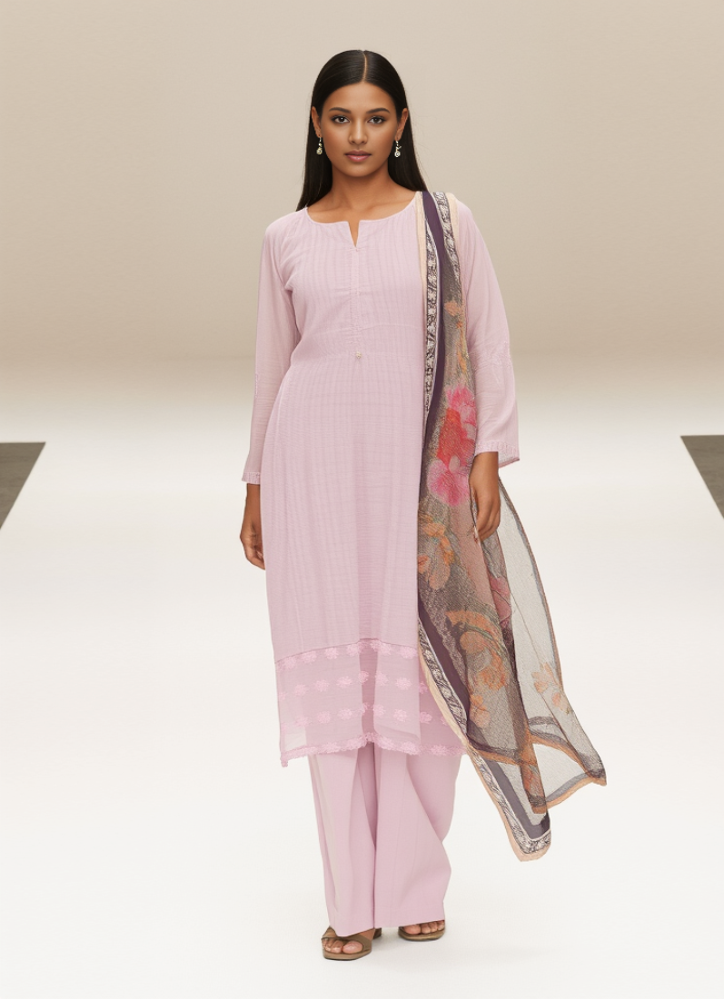 Light Pink Linen Straight Cut Suits