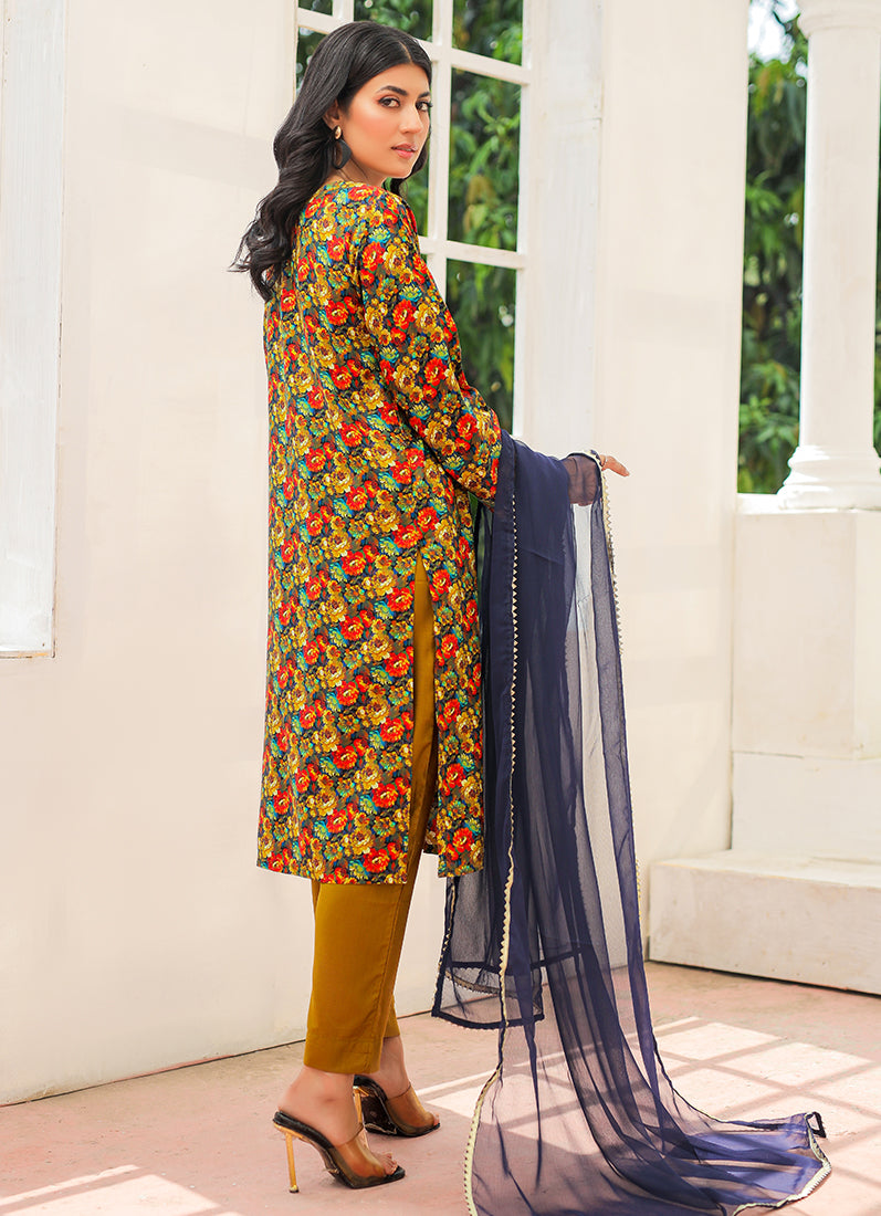 Mehendi Green Digital Printed Suit Set