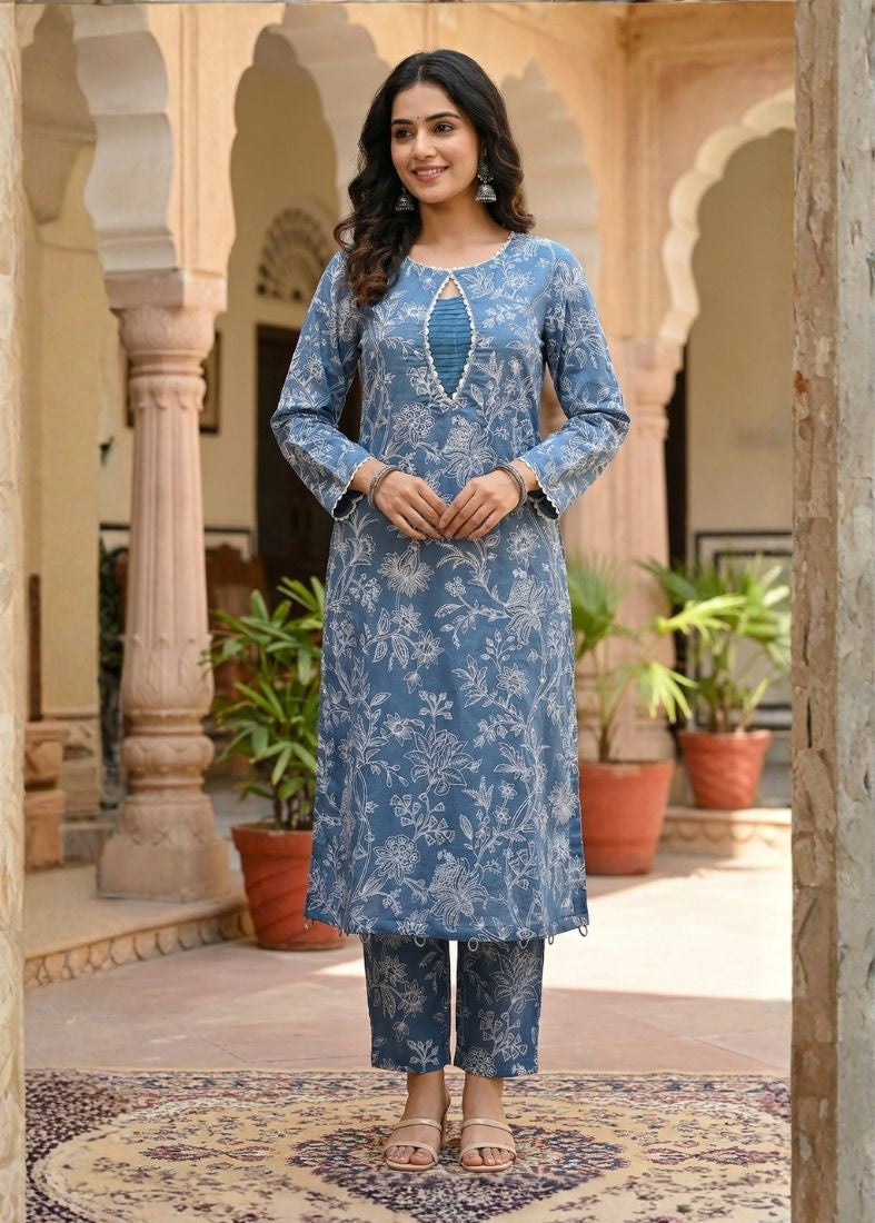 Blue Lawn Printed Co-ord Set