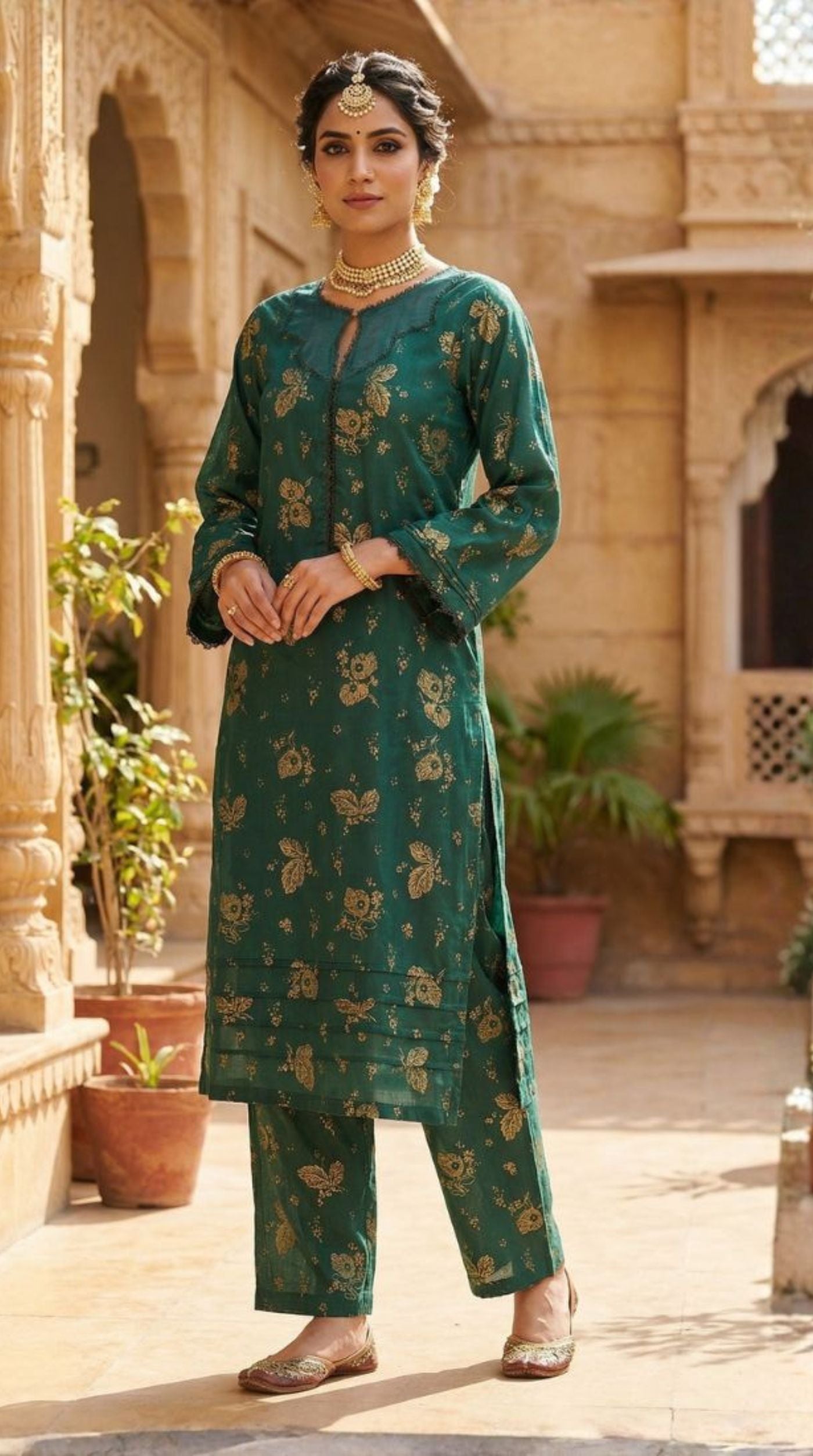 Teal Lawn Printed Co-ord Set