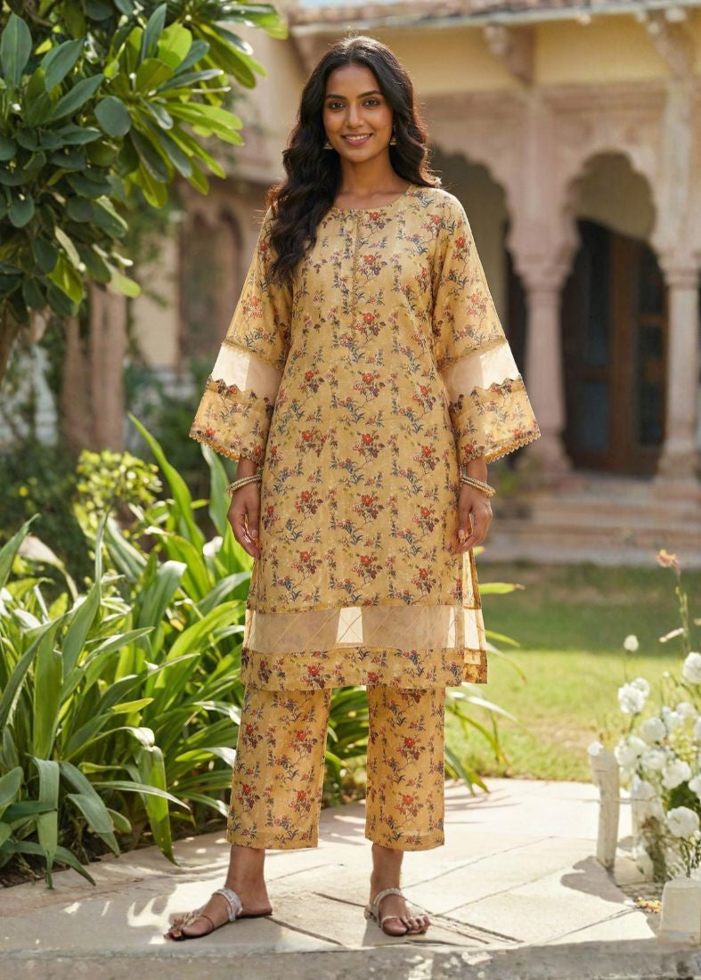 Gold Lawn Printed Co-ord Set
