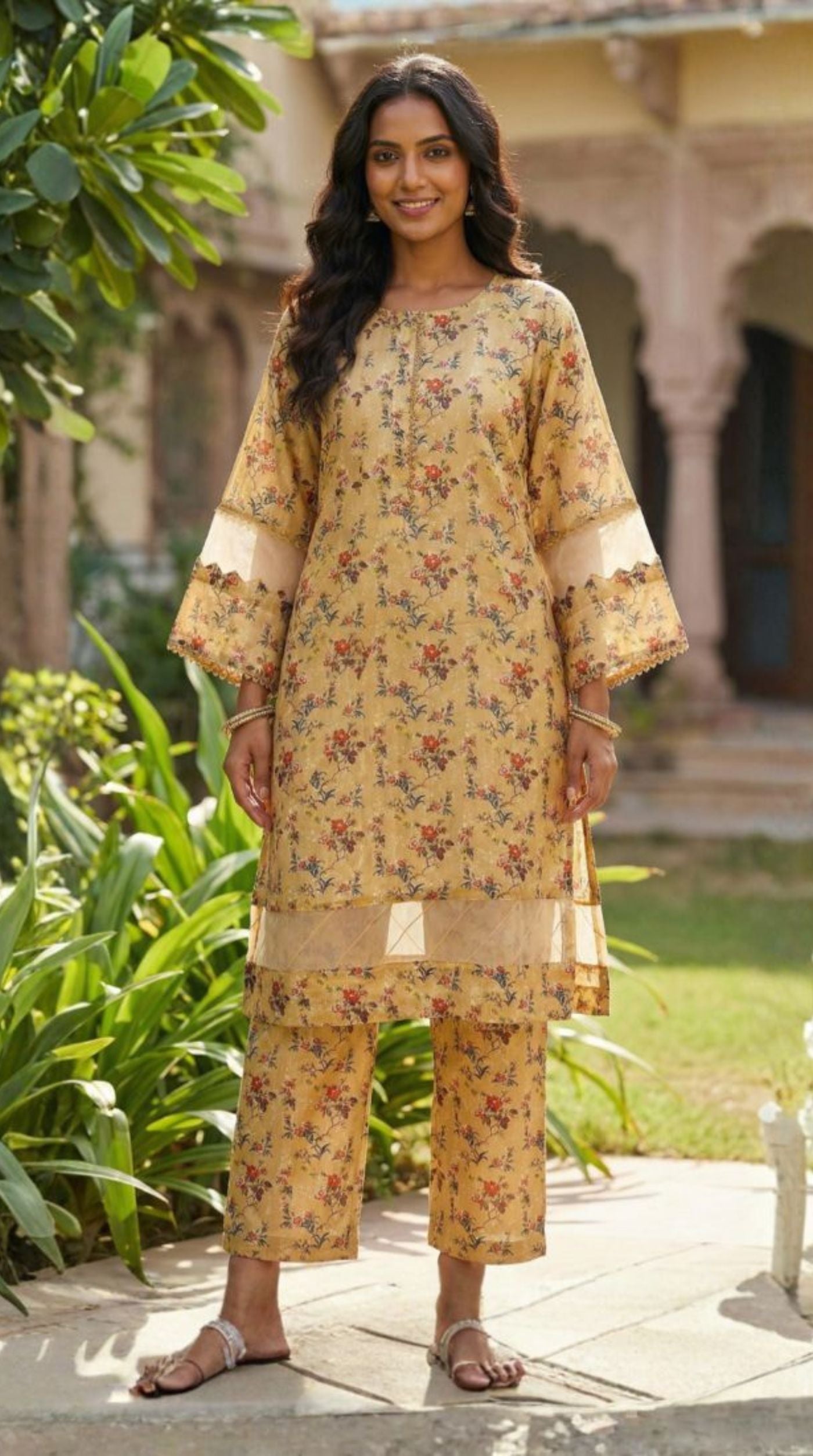 Gold Lawn Printed Co-ord Set