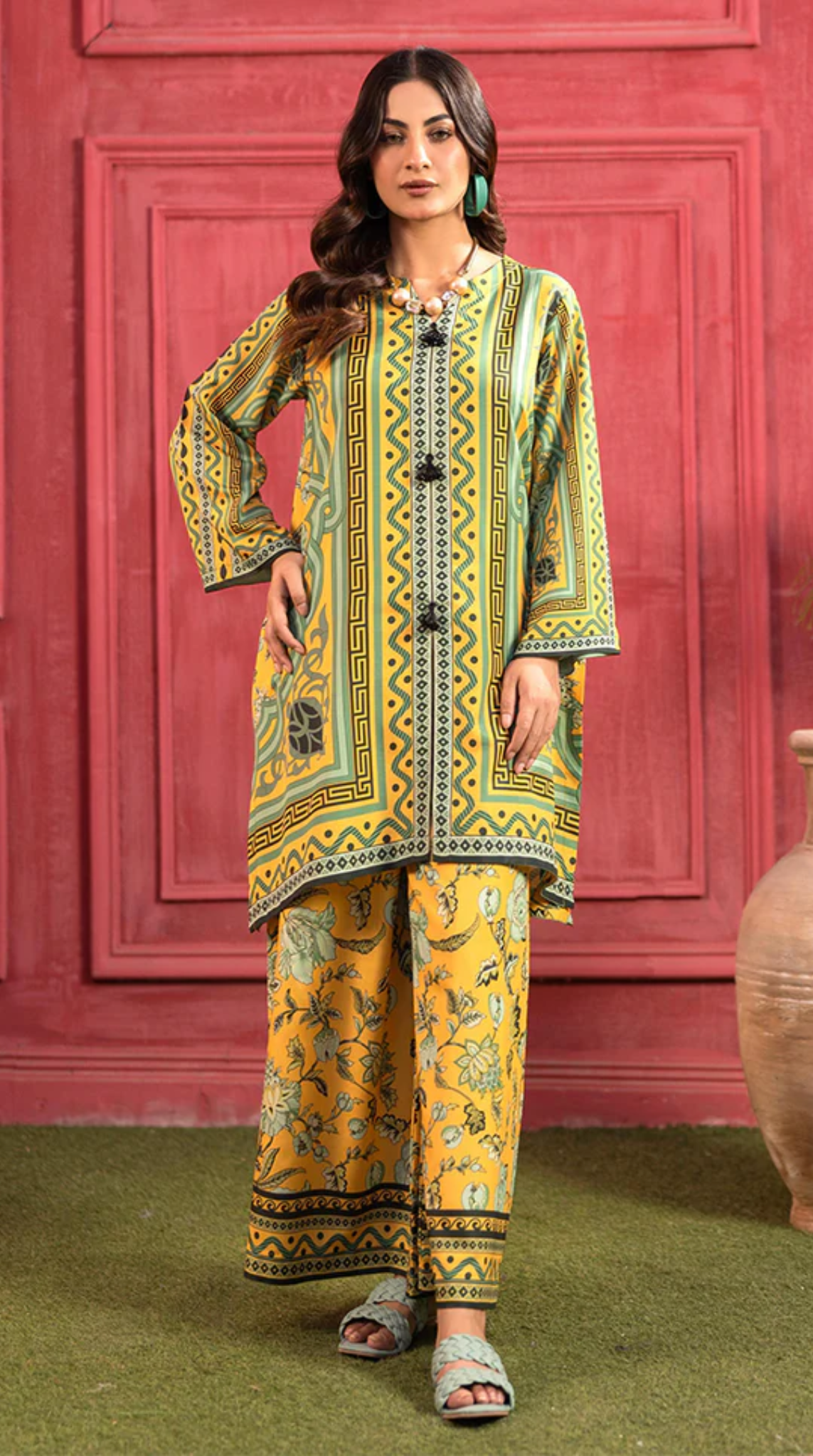 Yellow Lawn Printed Co-ord Set
