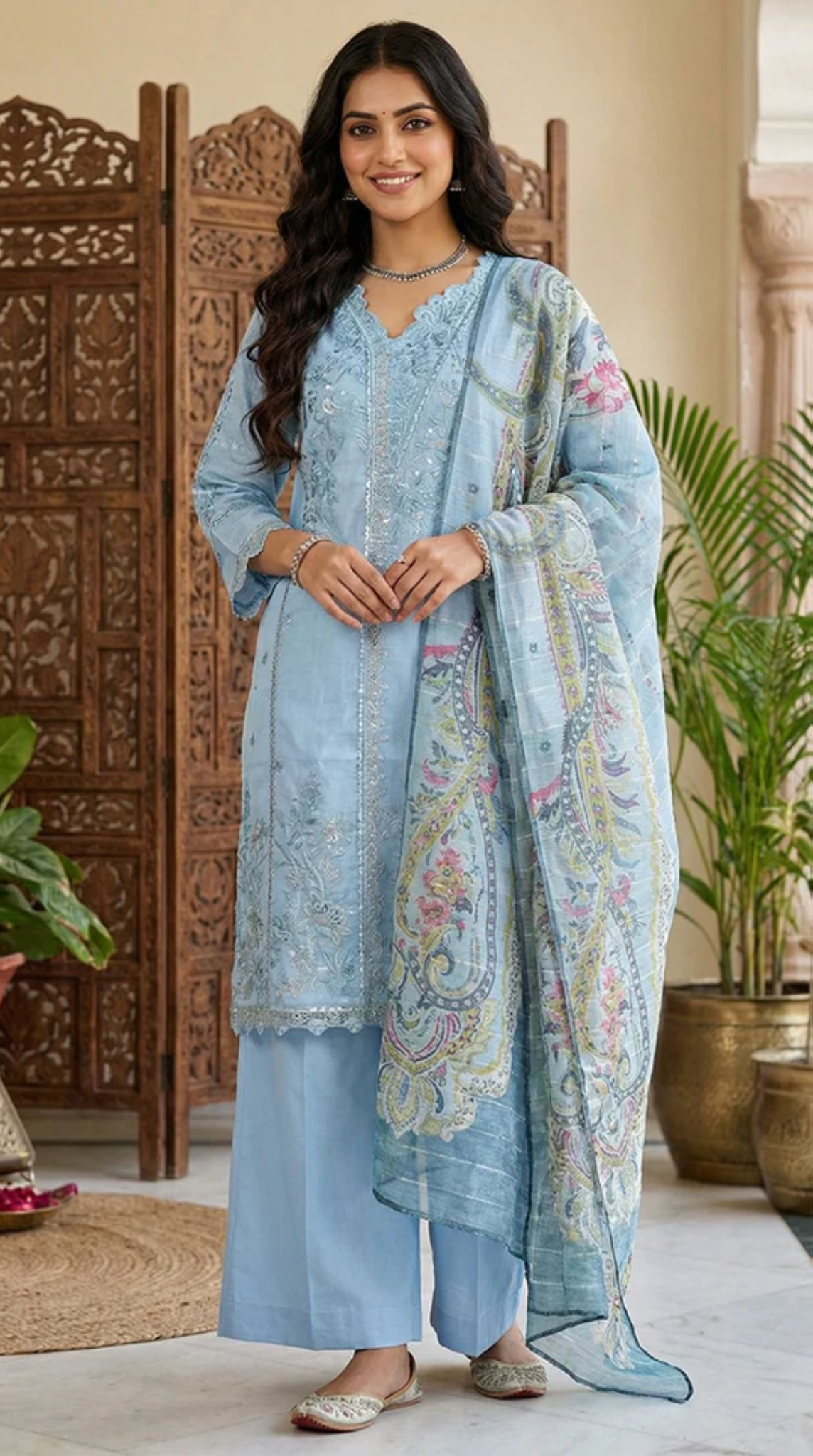 Blue Bloom Net Suit Set