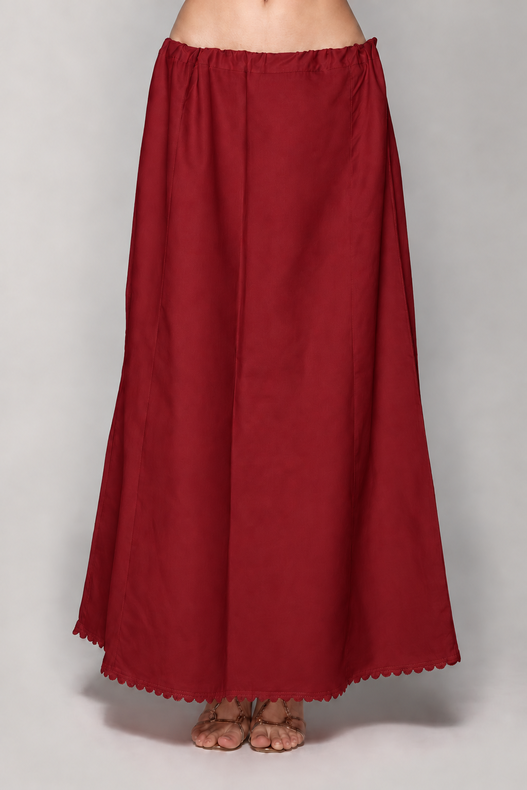 Adjustable Fit Maroon Cotton Saree Petticoat