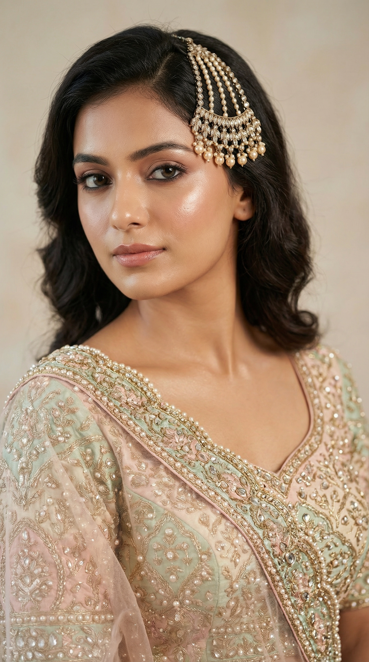 Antique Gold Diamonte Passa with Marquise & Round Stones