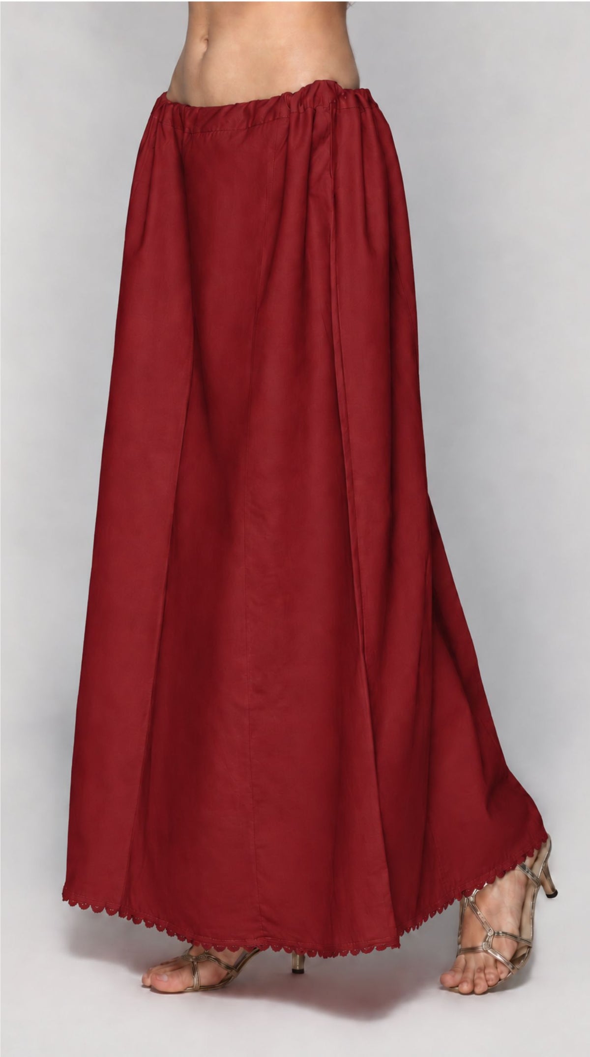 Adjustable Fit Maroon Cotton Saree Petticoat