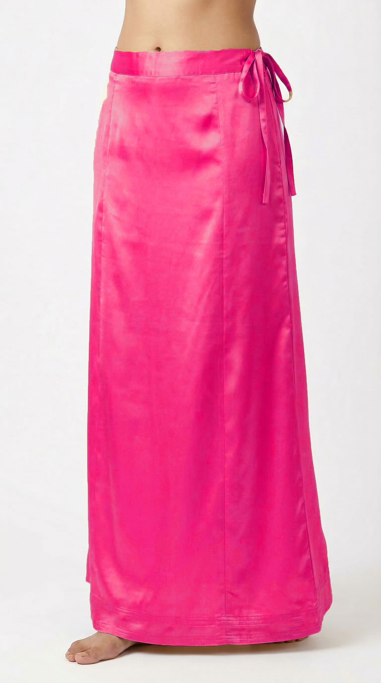 Womens Bright Pink Satin Saree Petticoat