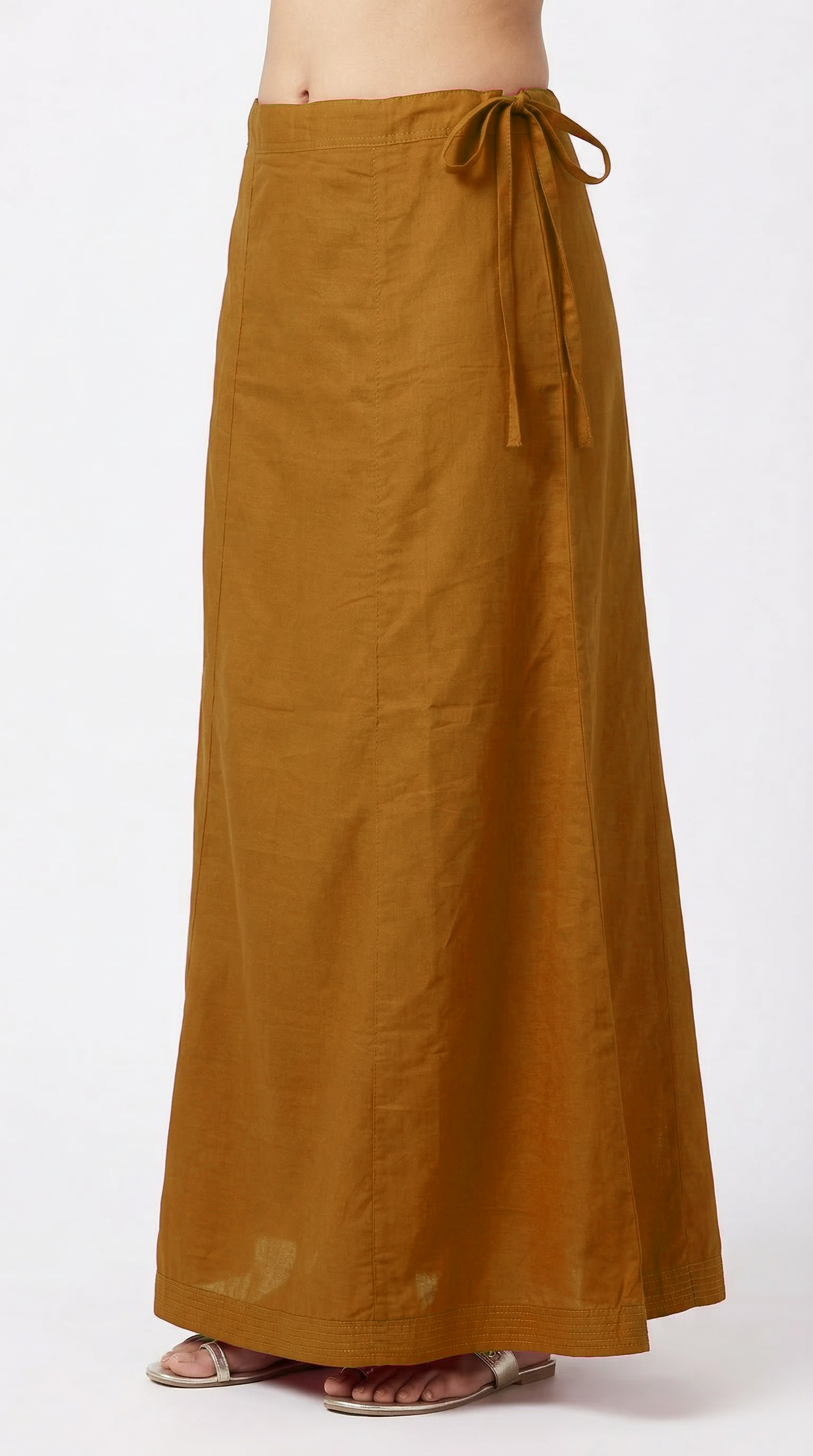Khaki Cotton Saree Petticoat