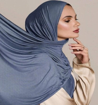 Blue Large Super Soft Jersey Hijab Scarf