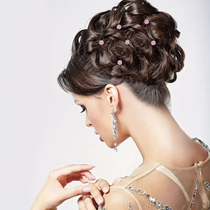 Rose Pink Diamante Bun Pins
