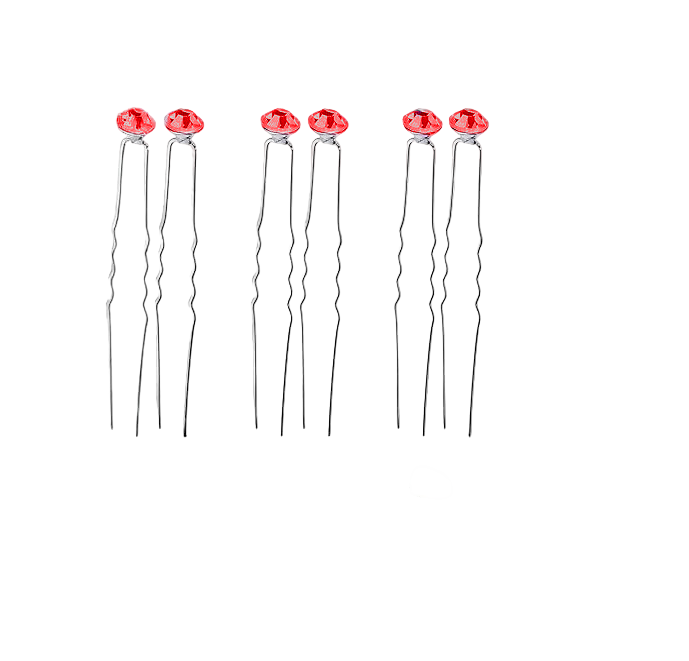 Red Diamante Bun Pins