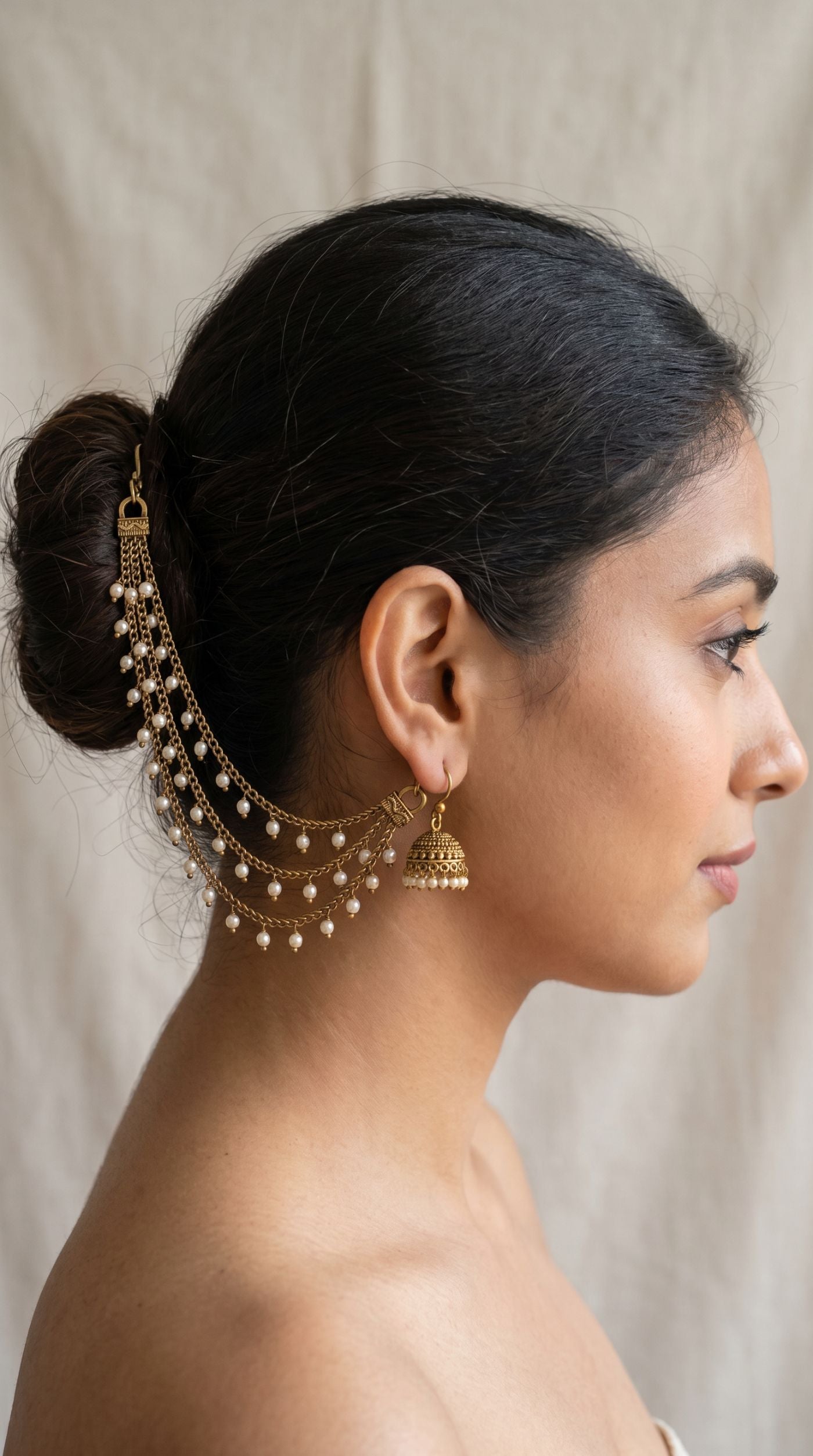 Antique Gold Triple Pearl Sahara