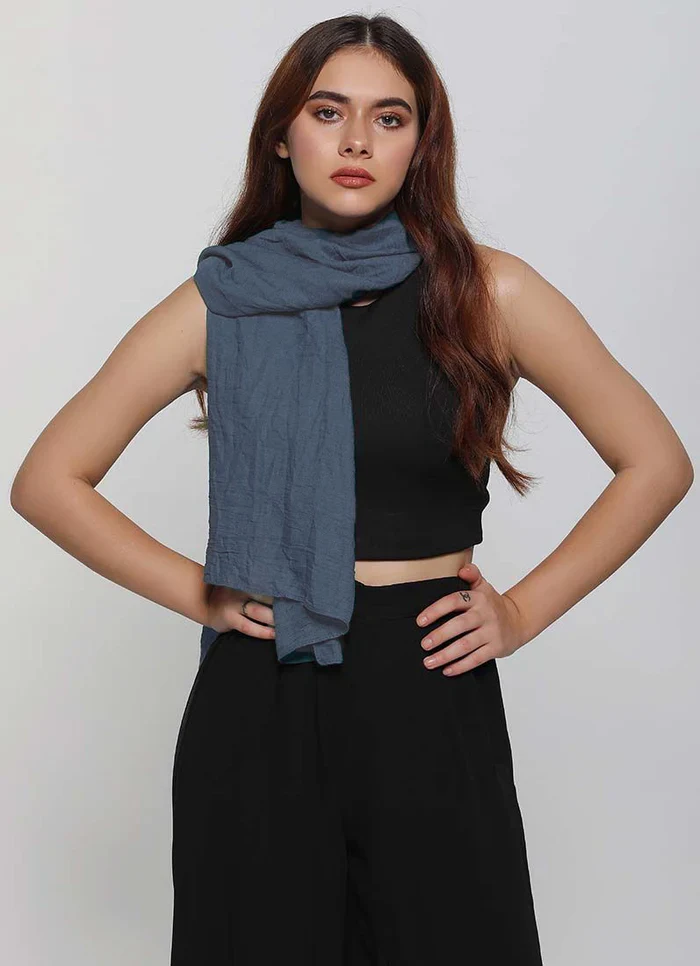 Soft Crush Scarf - Blue/Grey