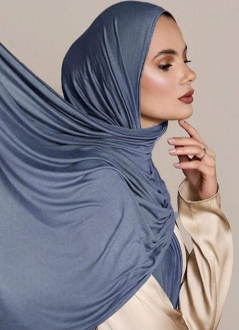 Blue Large Super Soft Jersey Hijab Scarf
