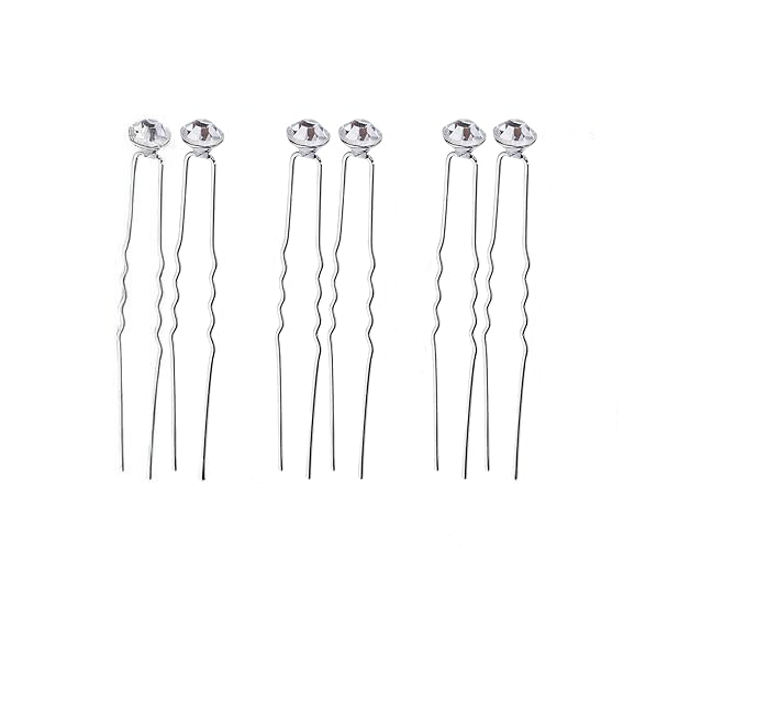 Silver Diamonte Bun Pins