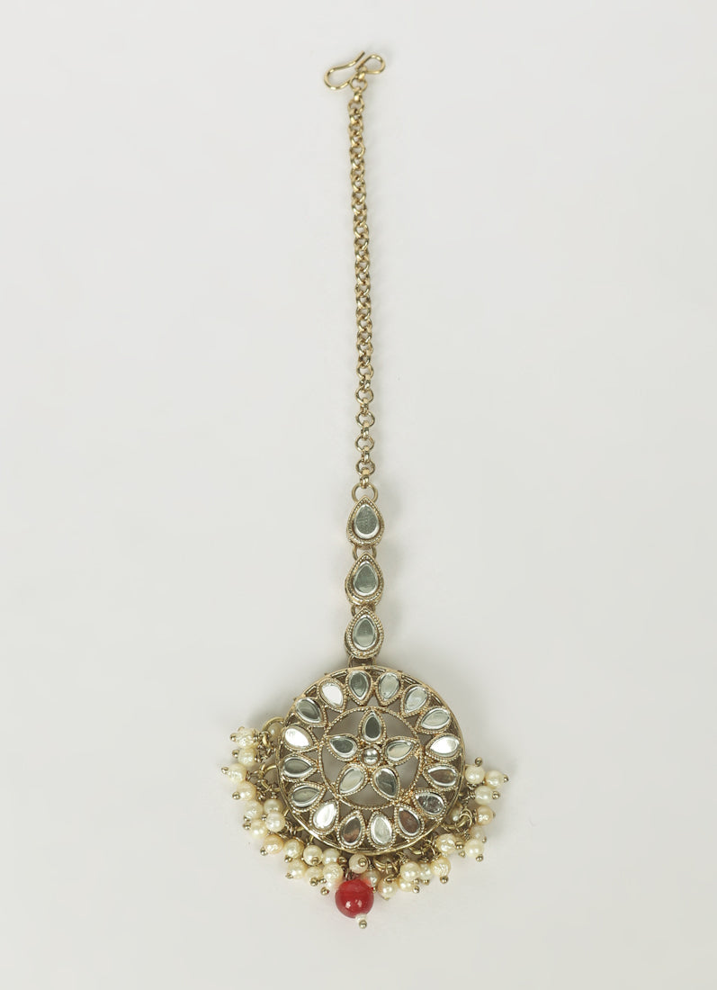 Gold Mirror Tikka For Women