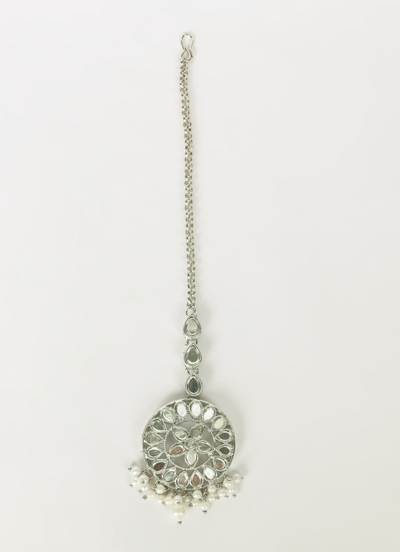 Silver Mirror Tikka For Women