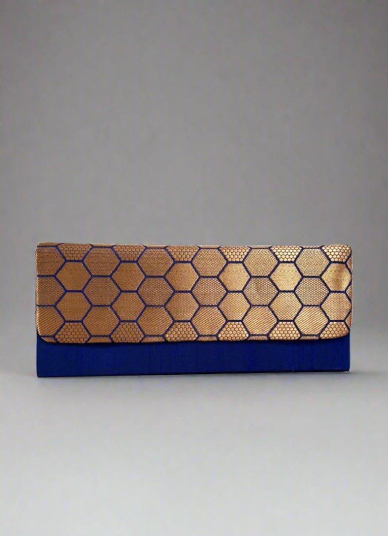 Royal Blue Brocade Envelope Clutch